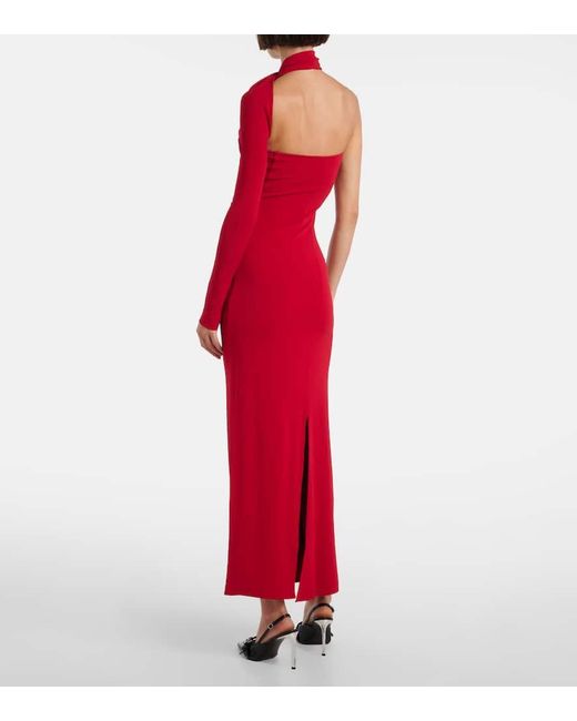 Courreges Red One-Shoulder Crepe Maxi Dress