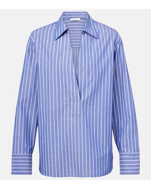 Vince Blue Striped Cotton Polo Shirt