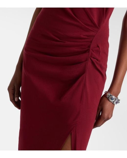 Isabel Marant Nadela Gathered Cotton Jersey Midi Dress