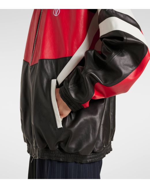 Vetements Red Leather Track Jacket