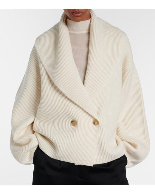 Totême Natural Ribbed-Knit Wool-Blend Cardigan