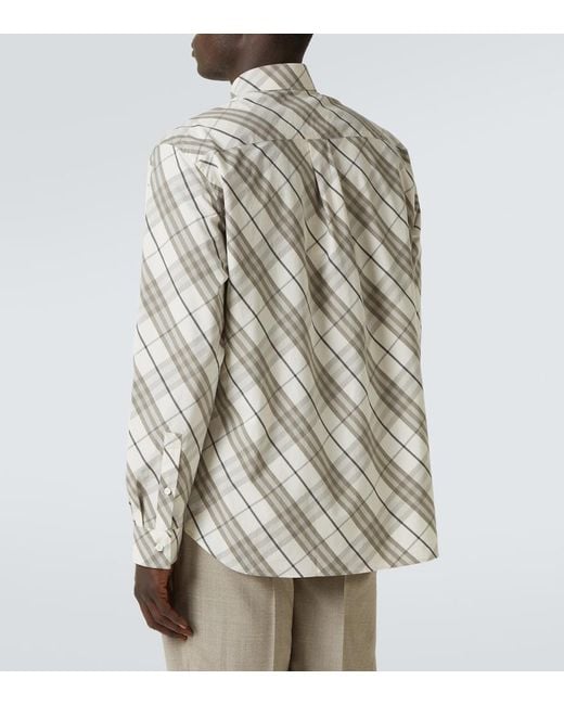 Burberry White Check Cotton Overshirt for men
