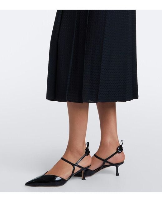 Fendi Black Chevron Jacquard Pleated Silk Midi Dress