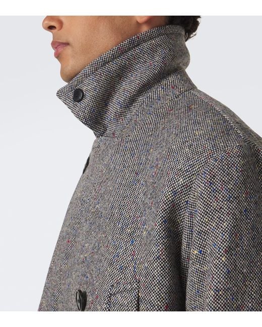 Dries Van Noten Gray Double-Breasted Wool Coat for men