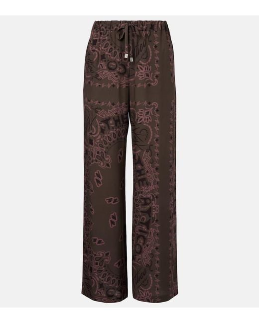 The Attico Brown Printed Low-Rise Wide-Leg Pants