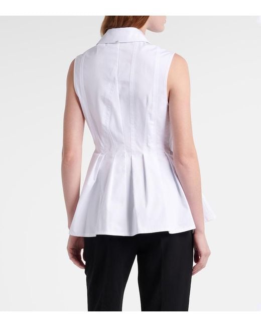 Sportmax White Certosa Peplum Cotton Poplin Shirt