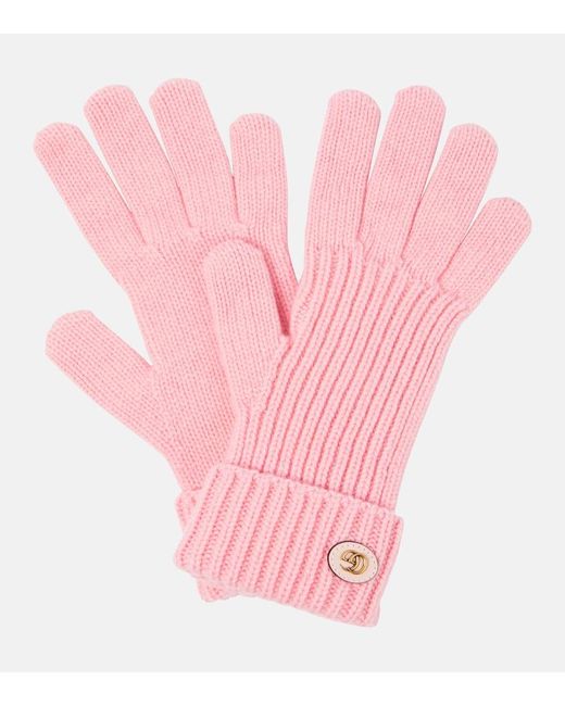 Gucci Pink Wool Cashmere Gloves With Double G