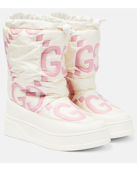 Gucci White GG Matelasse Snow Boots