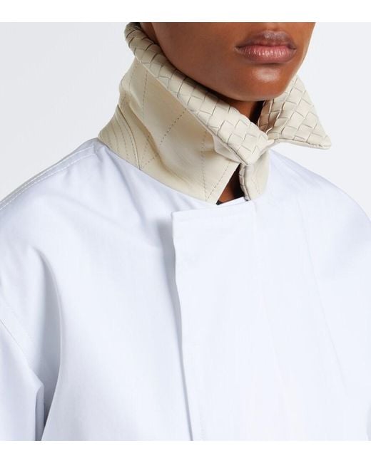 Bottega Veneta White Intrecciato Cotton Blouson Jacket