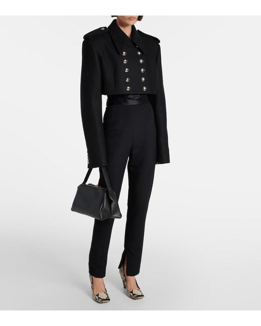 Khaite Black Leara Cropped Wool-Blend Jacket