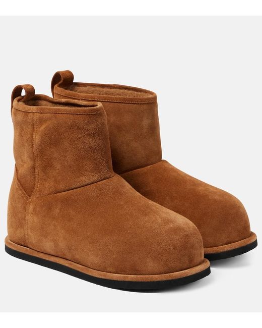 AMINA MUADDI Brown Heidi Shearling-Lined Suede Ankle Boots