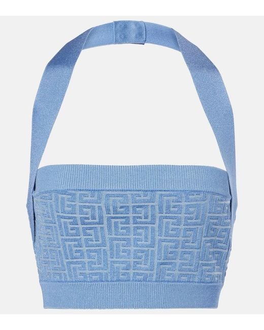 Top Con Monogramma Pb Labyrinthe di Balmain in Blue