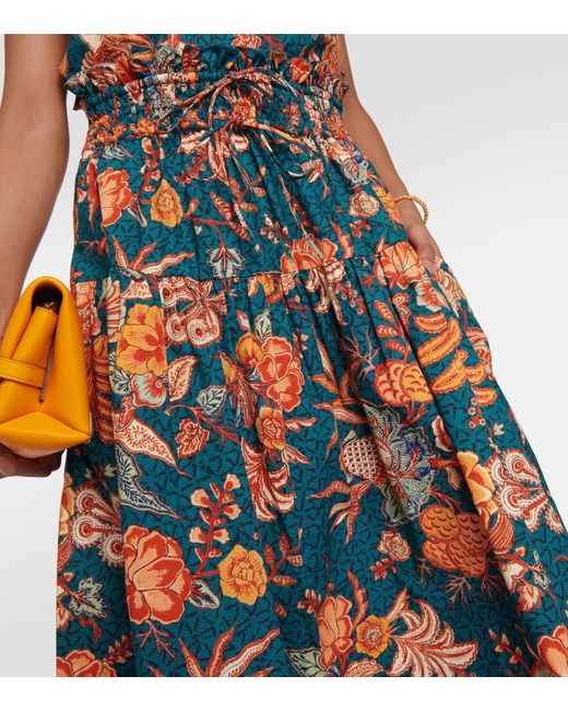 Ulla Johnson Multicolor Kyra High-Rise Floral Cotton Midi Skirt
