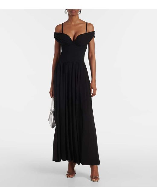 Jonathan Simkhai Black Amarantha Off-Shoulder Draped Jersey Maxi Dress