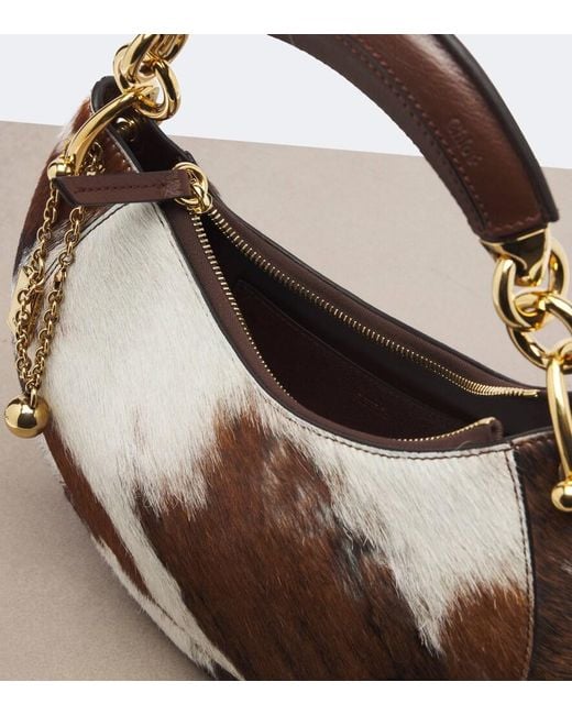 Chloé Brown Banana Small Calf Hair Top-Handle Bag