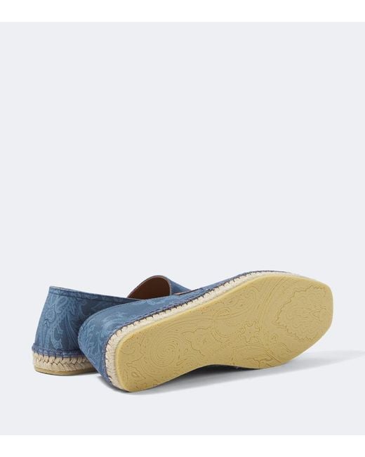Etro Blue Paisley Gabardine Espadrilles for men