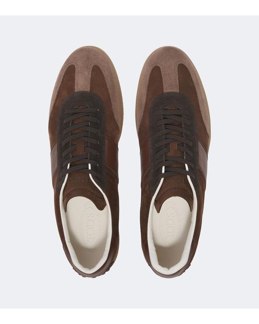 Tod's Brown Tabs Leather And Suede Sneakers for men