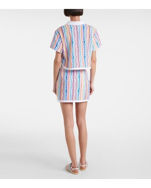 Crop Top De Rizo En Zigzag Missoni de color Blue