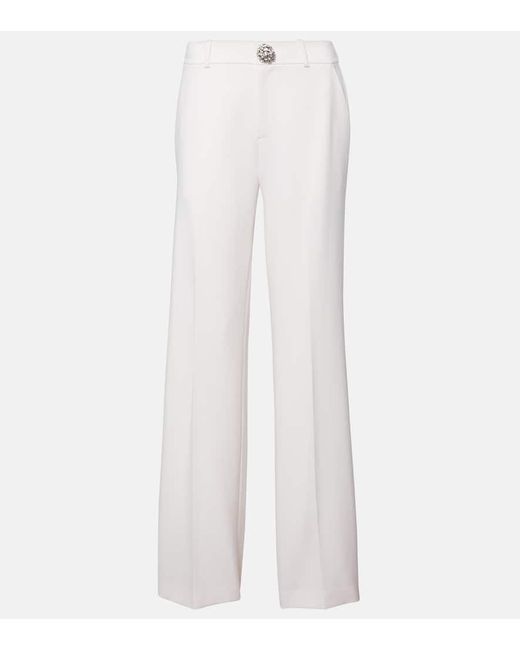Area White Embellished Cutout Wool Flared Pants