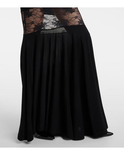 Nina Ricci Black Paneled Lace Gown