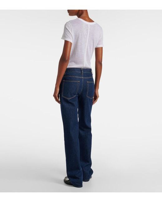 The Row Blue Carlyl Mid-Rise Straight Jeans