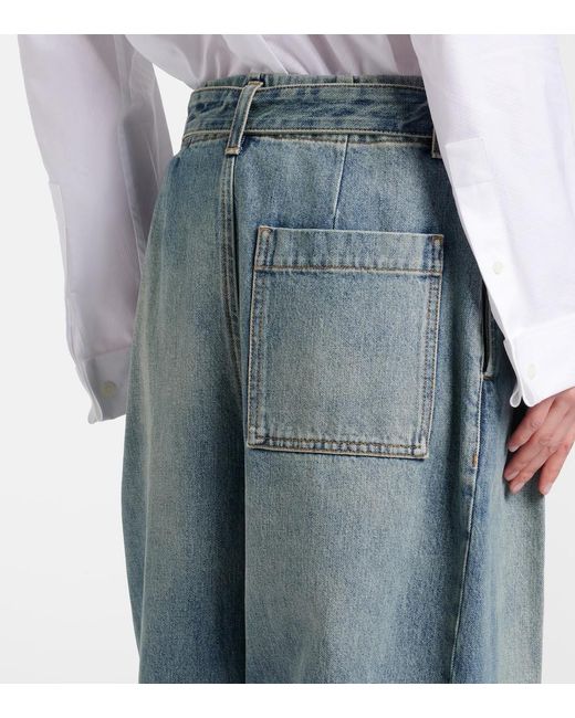Loewe Blue Pleated Wide-Leg Jeans