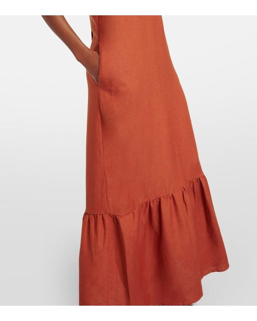 Adriana Degreas Brown Linen-Blend Maxi Dress
