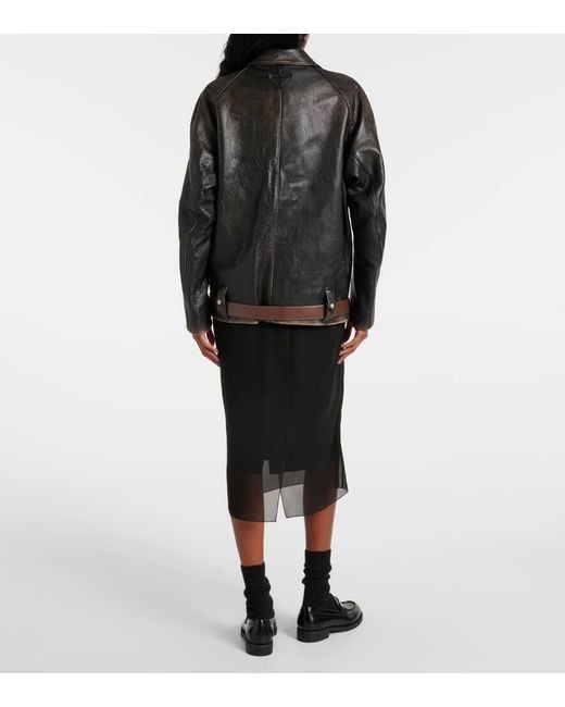 Giacca Di Pelle di Prada in Black