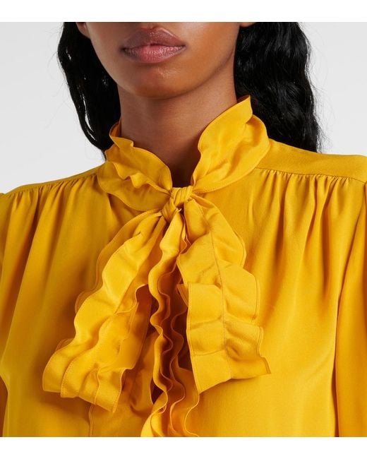 Valentino Yellow Crepe De Chine Shirt