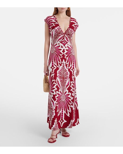 Poupette Red Nova Floral Jersey Maxi Dress