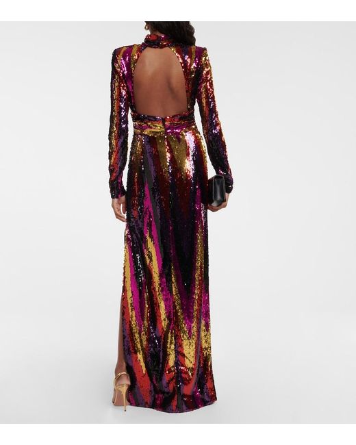 Rebecca Vallance Red Kaia Zig-zag Gown