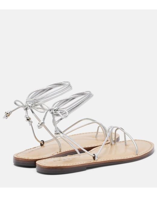 Amanu White Karima Metallic Leather Sandals