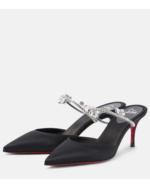 Christian Louboutin Black Planet Queen 70 Satin Mules