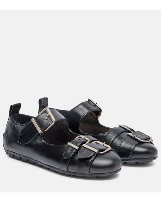 Simone Rocha Black Buckle Ballerina Leather Ballet Flats