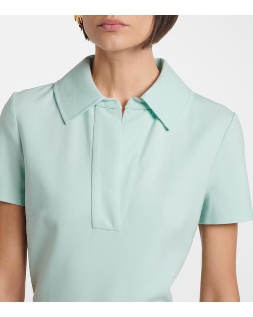 Oscar de la Renta Blue Belted Wool-Blend Midi Dress