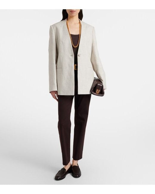 Joseph Brown Cotton-Blend Straight Pants