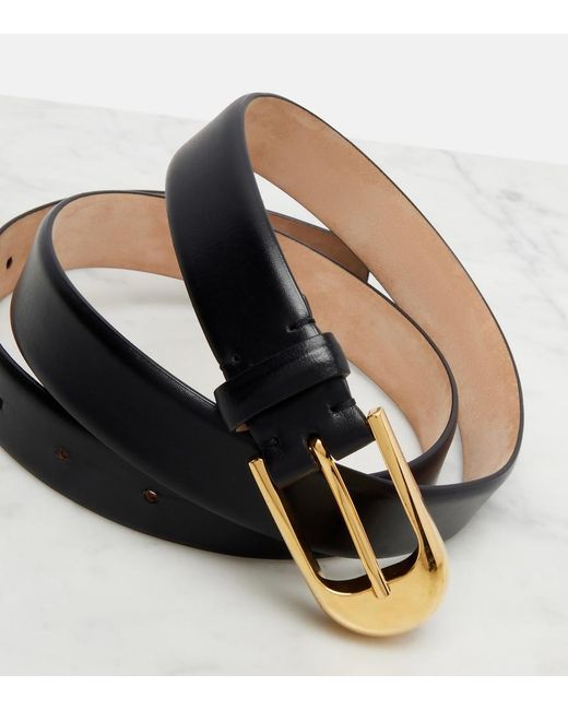 Khaite Black Dome Leather Belt