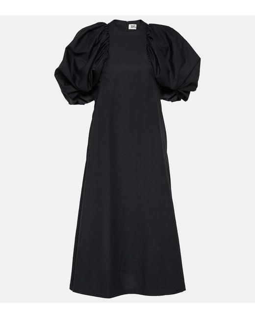 Noir Kei Ninomiya Black Puff-Sleeve Cotton Poplin Maxi Dress