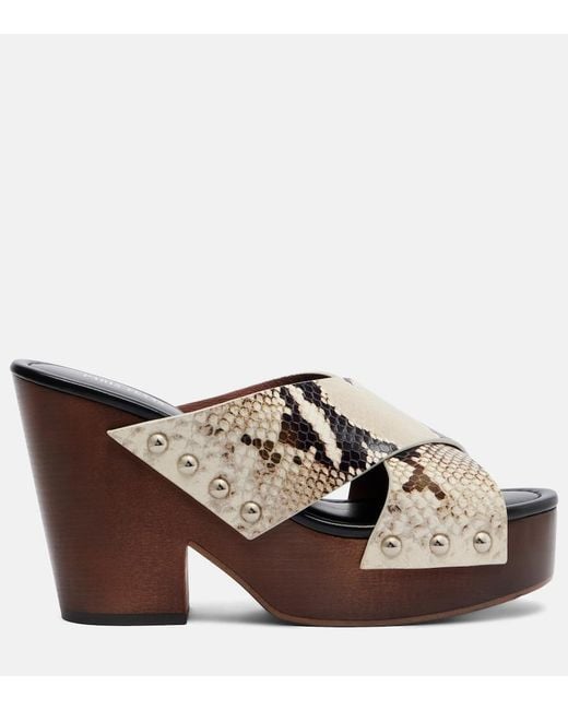 Paris Texas Black Marisol Snake-Effect Leather Platform Sandals