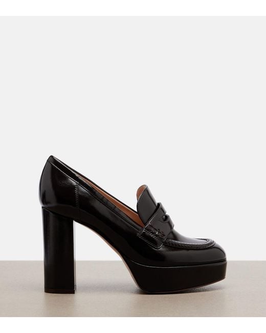 Gianvito Rossi Black Patent Leather Loafer Pumps