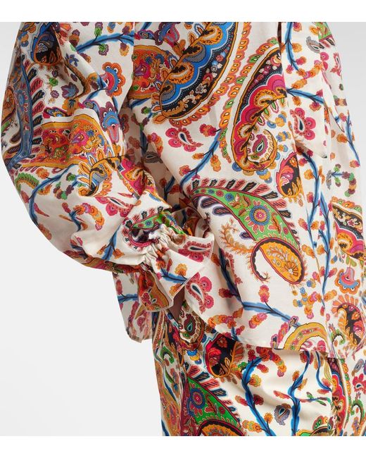 Etro Multicolor Printed Cotton And Silk Blouse