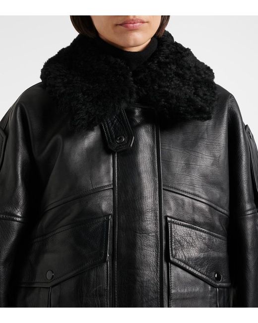 Agolde Black Avril Oversized Leather Jacket