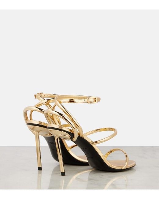 Alaïa Strappy Metallic Leather Sandals