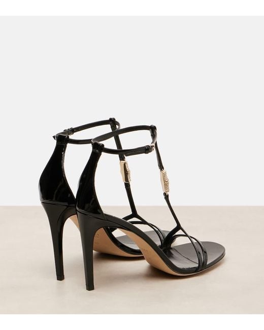 Sandalias 100 De Charol Adornadas Gucci de color Black