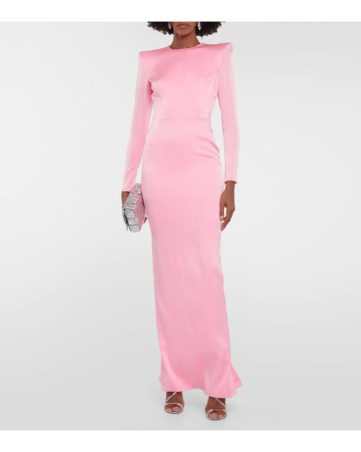Alex Perry Pink Daley Cutout Satin Crepe Maxi Dress
