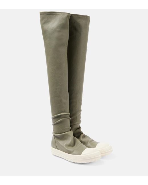Rick Owens Green Stockings Over-The-Knee Leather Sneakers