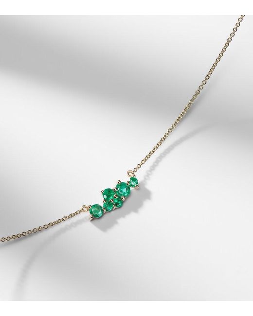 Sydney Evan Metallic Cocktail Bar 14Kt Necklace With Emeralds And Diamonds