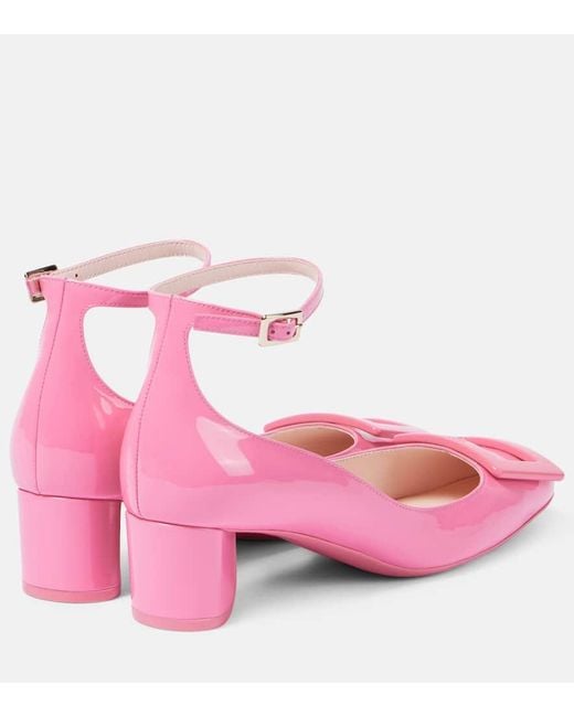 Roger Vivier Pink 45 Leather Pumps