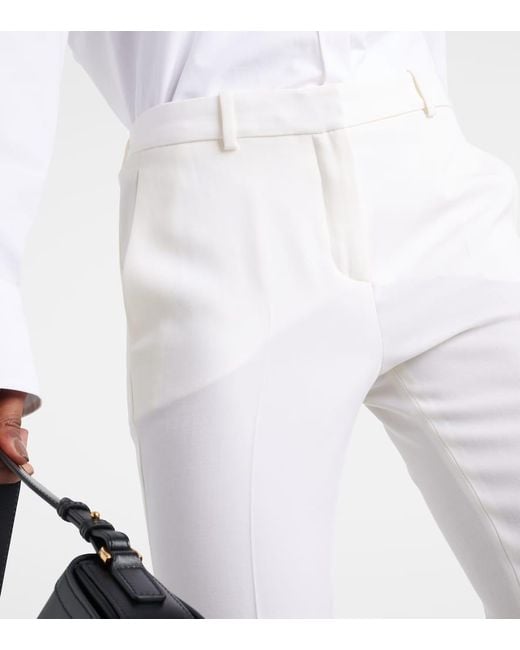 Versace Natural High-rise Wool Slim Pants