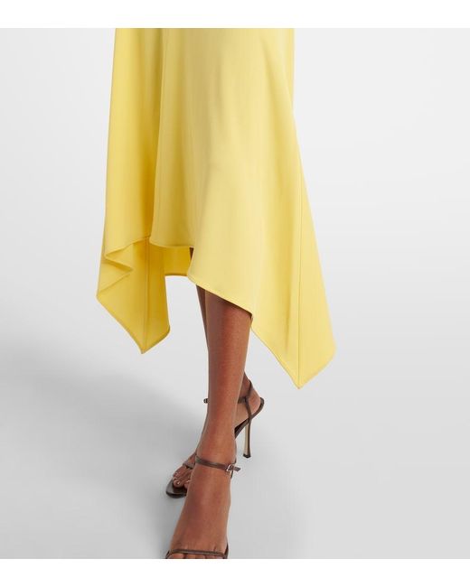 Stella McCartney Yellow Draped Jersey Midi Dress